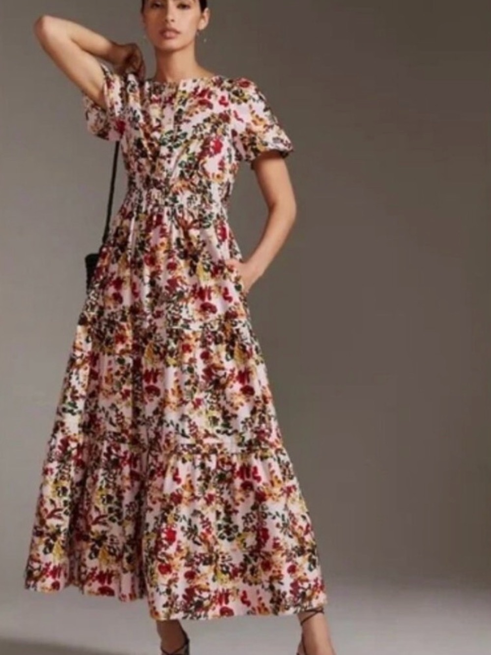 Anthropologie Somerset Floral Cotton Maxi Dress Pink Cottagecore Size S NWT